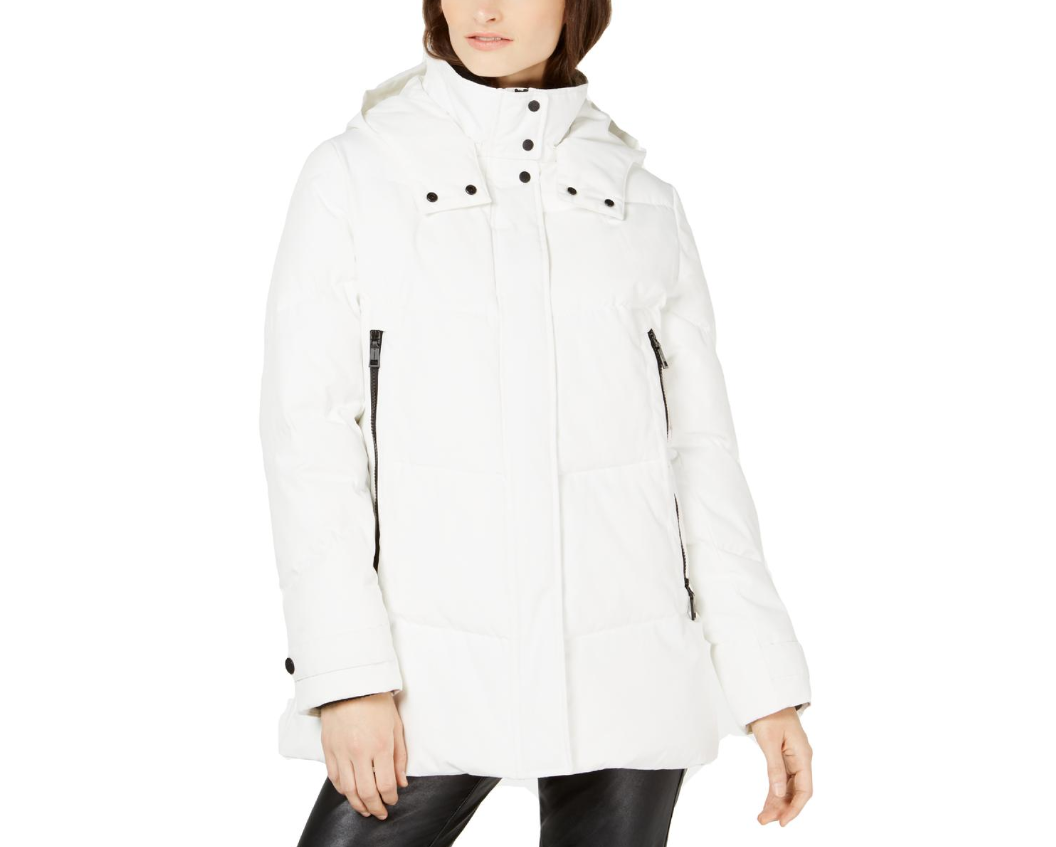 Vince Camuto Women's Faux Fur Trim Down Fill Mid-Length Winter Parka Coat