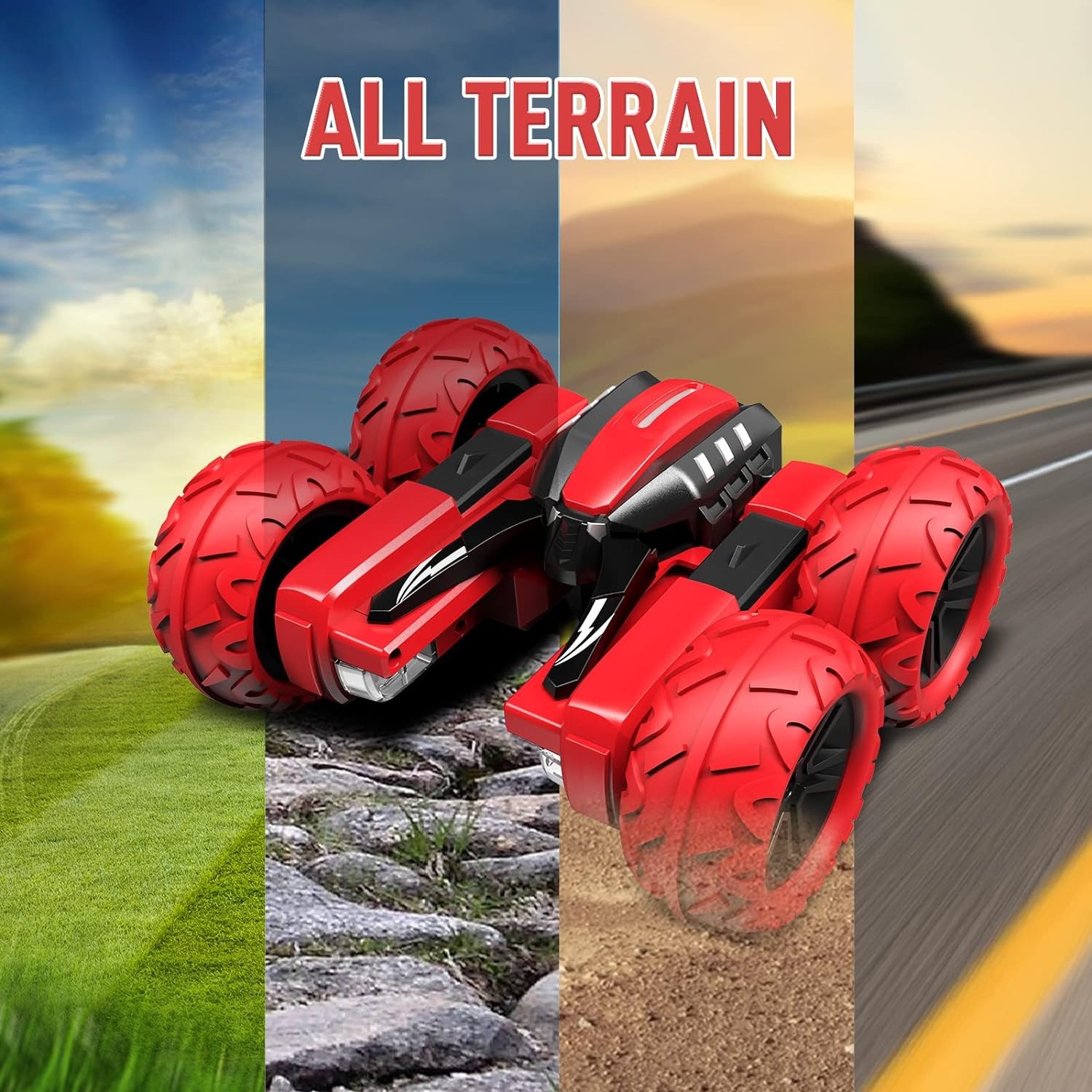 Remote Control Car, Hobby RC Car Stunt Car with LED Light Electric 4WD 2.4Ghz Double Side Rotating Racing Vehicle 360° Flips Offroad Kids Toy Cars for Boys Girls 6-12 Years Gift