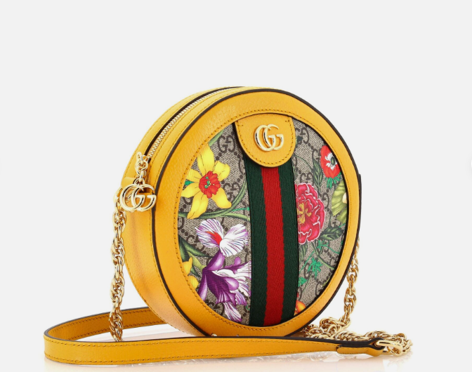 Gucci Ophidia Round Shoulder Bag Flora GG Coated Canvas Mini