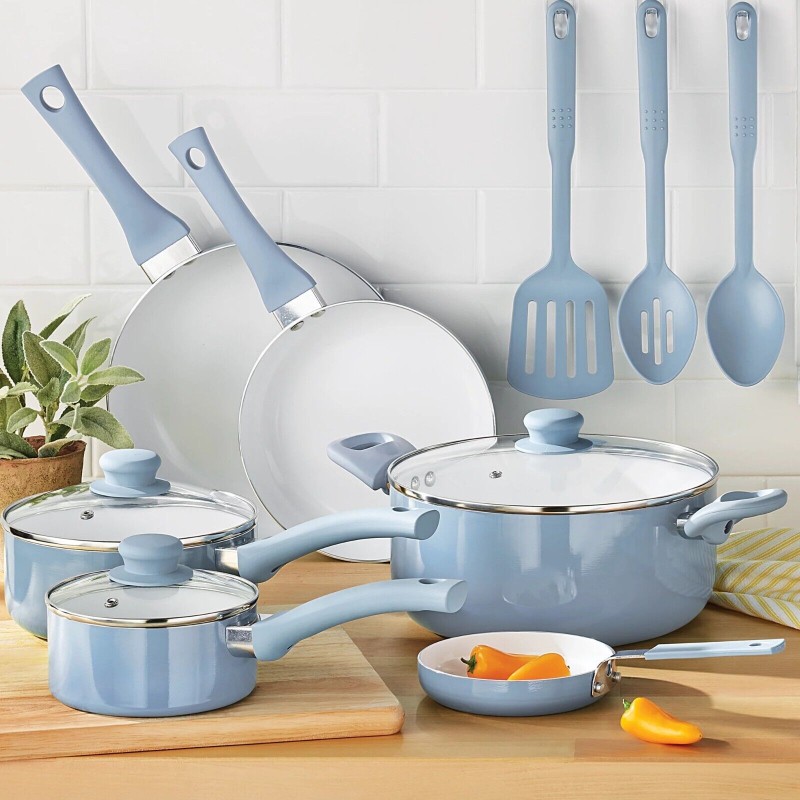 12 Piece Nonstick Cookware Set Kitchen Ceramic Pots and Pans with Lids