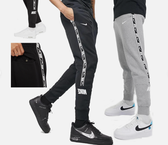 Nike Men's Joggers Repeat Logo Tape Sportswear Fleece Track Pants Bottoms